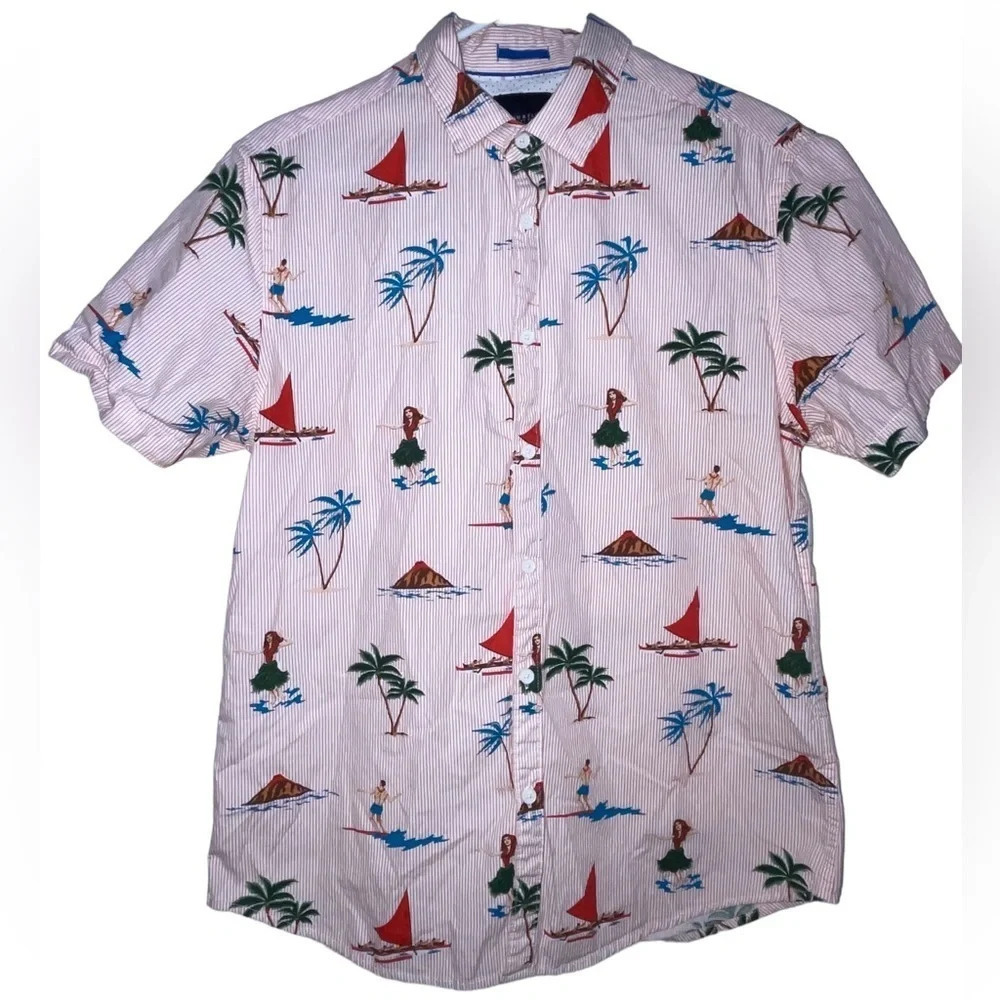 Denim & Flower Ricky Singh Hawaiian Short Sleeve Shirt Men’s Size Medium Hula